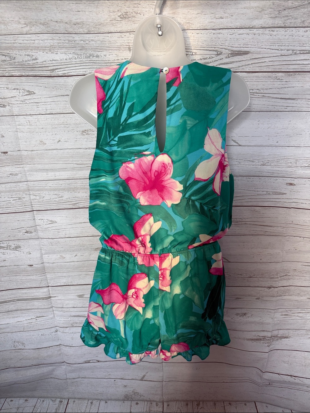 Show Me Your MuMu Teal and Pink Floral Print Romper Jumpsuit Size Large - Picture 4 of 9